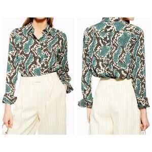 Topshop Snake Print Button Front Blouse Size 6